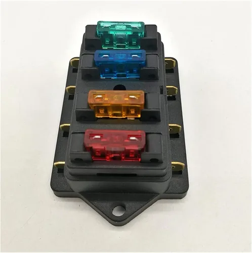 Vista 4 de 12V/24V 4 vías 5 vías auto hoja caja de fusibles titular circuito estándar ATO + fusible de hoja libre (color : soporte de fusible ATO 4 vías)