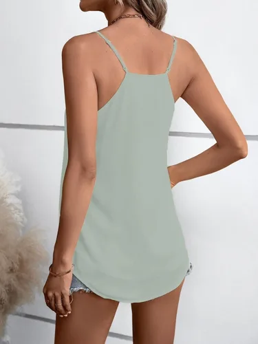 Vista 59 de Camiseta de chifón con tirantes delgados ajustables y cuello en V