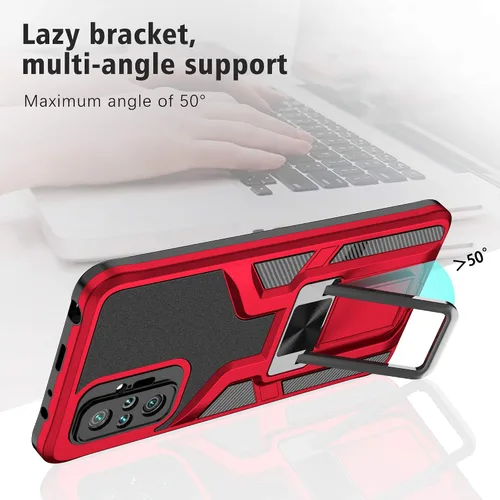 Vista 4 de Asuwish Funda compatible con Xiaomi Redmi Note 10 Pro y protector de pantalla de vidrio templado, soporte de anillo, soporte de soporte, accesorios