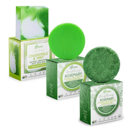Vista 14 de Paquete de champú, acondicionador y gel de baño de proteína de arroz sólido Champú, acondicionador y barras de lavado para cabello y cuerpo