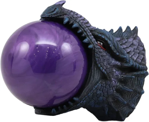 Vista 3 de Ebros - Figura gigante de dragón de fuego de Bahamut con arena morada, decoración del hogar, estatua medieval renacentista de fantasía, Calabozos