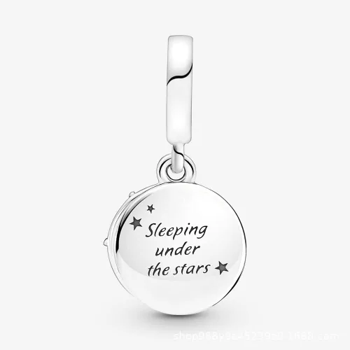 Vista 4 de Acampar cielo nocturno doble colgante encanto 925 colgante de plata esterlina, joyería niña cuentas regalos para mujeres pulsera y collar A0109