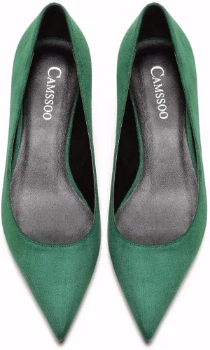 Vista 3 de Zapatos de tacón de gatito para mujer, clásicos, cerrados, puntiagudos, de 2 pulgadas, sin cordones, formal, para oficina, trabajo, boda, zapatos