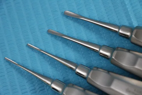 Vista 6 de Alemán 4 PCS Cirugía Dental Recta Extracción Luxating Ascensor Ascensor Mango Azul