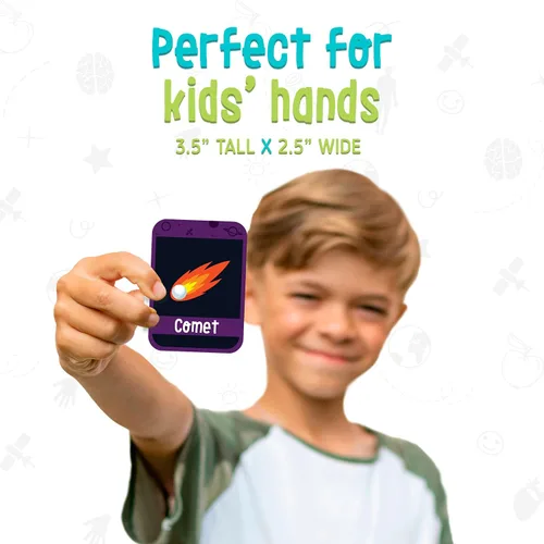 Vista 6 de merka Tarjetas didácticas de ciencia para niños, 90 unidades, cubierta impermeable multicolor, datos del sistema solar y tarjetas de planetas