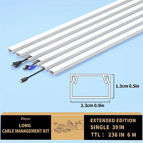 Vista 3 de Cubierta de cable extra larga para pintar para TV montada en la pared - 6 x 39.4 pulgadas TTL 236 pulgadas