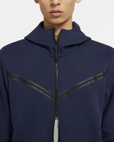 Vista 3 de Nike Sportswear Tech Suéter con capucha de vellón con cremallera completa, Azul Patchwork, XL