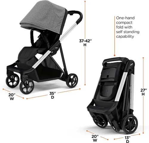 Vista 3 de Thule Cochecito de bebé Shine, características de cochecito de tamaño completo, diseño compacto y ligero, asiento reversible, cesta de Mezcla