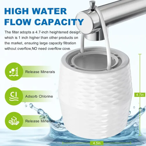 Vista 7 de Cartucho de filtro de baño para tina - Cartucho de filtro de agua de baño KDF-55 para grifo de tina, elimina la mayoría del cloro, plomo, fluoruro