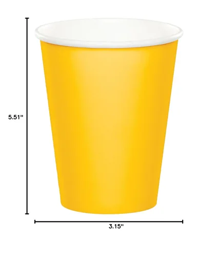 Vista 3 de Creative Converting Vasos de papel caliente/fríos, 9 onzas, color amarillo del autobús escolar, paquete de 24