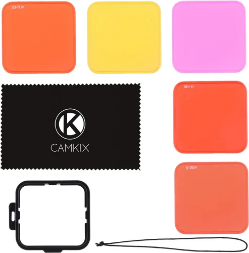 Vista 7 de Juego de lentes para sumergir cámara GoPro HERO, en colores variados para filmar y tomar fotografías debajo del agua, colores vívidos, con contraste