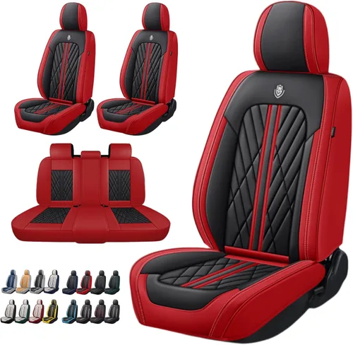 Vista 12 de Juego de fundas de asiento de automóvil de cuero nappa impermeables y transpirables de ajuste universal, cojín protector para vehículo automotriz
