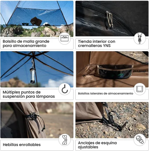 Vista 5 de OneTigris JOVIAN - Tienda de campaña para 4 personas, 3 estaciones, familiar, fácil de armar, para senderismo al aire libre con toldo exterior