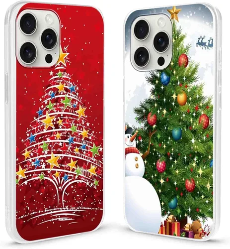 Vista 14 de Paquete de 2 fundas transparentes de Navidad para iPhone 7/8/SE 2020 / SE 2022 de 4.7 pulgadas, árboles de Navidad, resistentes al amarilleo
