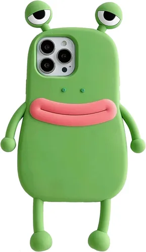 Vista 10 de Yatchen - Funda fea compatible con iPhone 6 Plus/7 Plus/8 Plus, carcasa de teléfono kawaii de dibujos animados en 3D, rana linda de silicona suave