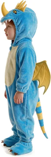 Vista 4 de Disfraz de dragón para bebé, mameluco de animal infantil, cosplay para niño Azure