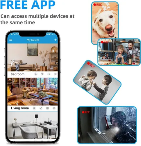 Vista 3 de Cargador de teléfono con cámara oculta, cargador inalámbrico, gran angular de 110°, WiFi de 2.4G/control remoto de aplicación gratuita, detección