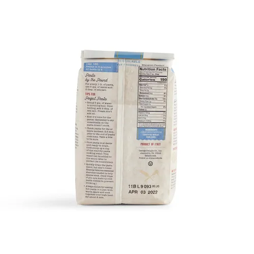 Vista 6 de DeLallo Pasta de macarrones de codo, fabricada en Italia, corte de bronce, hecha con solo harina de sémola de trigo duro 100% natural, sin OMG