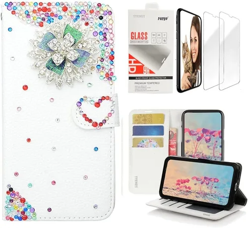 Vista 6 de Bling Wallet Case - SSBLDwSPSeries-16 - Funda de piel con correa para la muñeca y protector de pantalla (2 unidades)