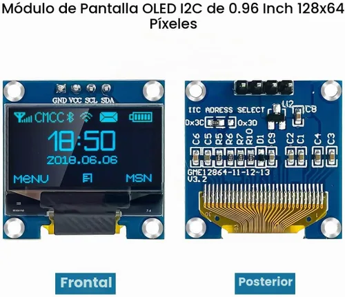 Vista 2 de Hosyond 5 Piezas 0.96 Pulgadas OLED I2C IIC Módulo de Pantalla 12864 128x64 Píxeles SSD1306 Mini Pantalla OLED Autoluminiscente Compatible con Azul