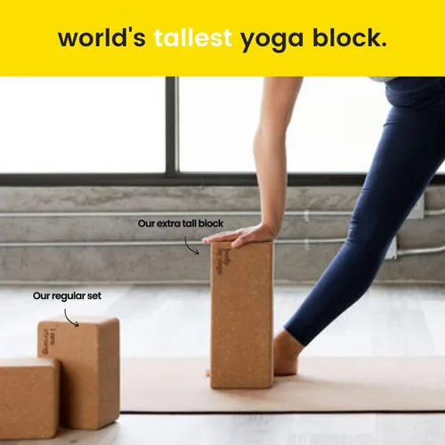 Vista 2 de Bloques de yoga de corcho de alta calidad, bloque de yoga extra grande, paquete de 2 o extra alto, 1 paquete para yoguis inflexibles, corcho natural