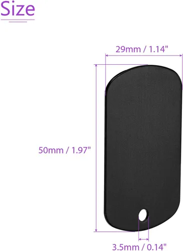 Vista 3 de DMiotech Paquete de 5 sellos de aluminio negro grabados en blanco de 1.142 x 1.969 in, grabado personalizado para números, etiquetas, nombres