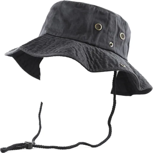 Vista 4 de The Hat Depot - Sombrero de safari, de algodón lavado a la piedra, de ala ancha, plegable, doble cara y sombrero de pesca