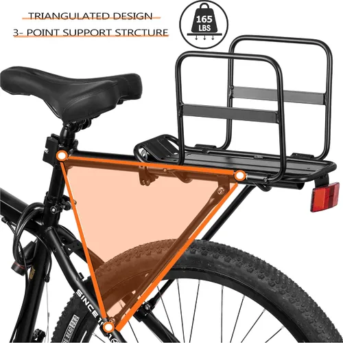 Vista 3 de Estante plegable de carga para bicicleta de alas anchas, liberación rápida, universal, gran capacidad, altura ajustable de 24 a 29 pies