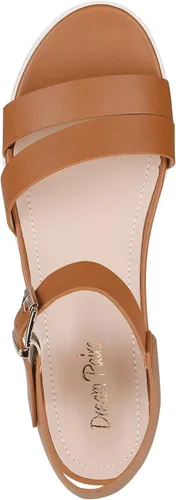Vista 5 de DREAM PAIRS Sandalias de cuña con plataforma y puntera abierta, con correa de tobillo para mujer