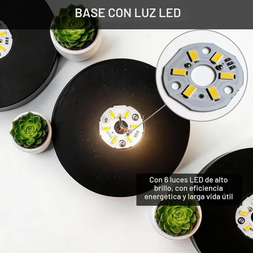 Vista 2 de Base de luz LED de alimentación de batería para decoración de cristal, luz cálida, 4 pulgadas Negro oscuro