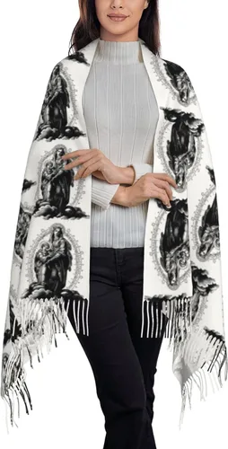 Vista 7 de TNIJWMG Bufanda Virgen María para mujer, chal suave para otoño e invierno, regalos católicos