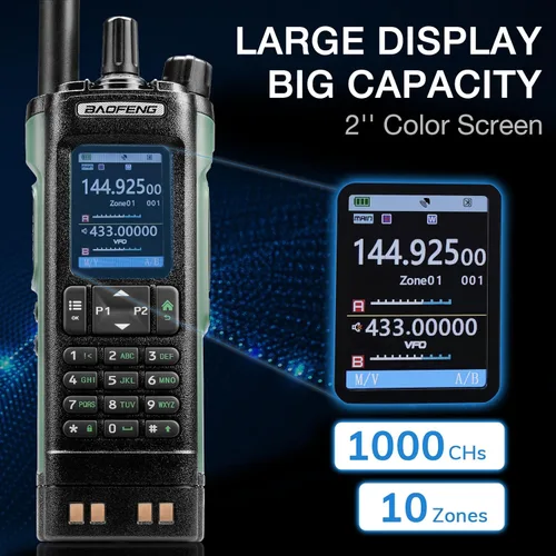 Vista 8 de BAOFENG UV-32 Radio de Radioaficionado Portátil de 10W, Radio Bidireccional de Largo Alcance Multibanda con GPS, Chirp y Aplicación Inalámbrica