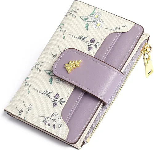Vista 14 de GAEKEAO Billeteras pequeñas para mujer, con bloqueo RFID, de cuero, plegable, con cremallera, bolsillo para tarjetas de crédito, con ventana