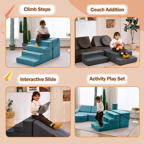 Vista 12 de jela Juego de bloques de escalada para interiores, bloques de escalada de espuma suave y seguros con escaleras deslizantes, juguetes de bloques