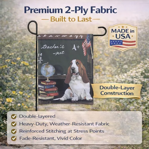 Vista 5 de Caroline's Treasures PPP3013GF Bandera de jardín del Basset Hound del maestro queridito Bandera de buzón decorativa Bandera de jardín al aire libre