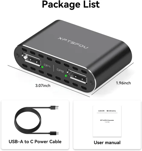 Vista 8 de Divisor DisplayPort a Dual Displayport 4K120Hz DP a DP dual para monitores duales compatible con pantalla espejada/extendida solo para Windows