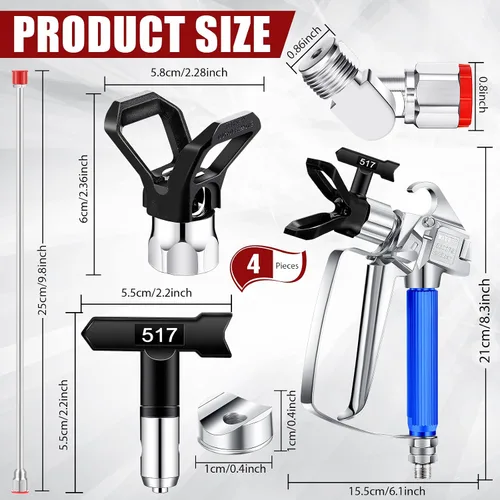 Vista 2 de Kit de manguera de pistola pulverizadora sin aire, 5 unidades, pistola de pintura sin aire, alta presión, 3600 psi, 517, junta giratoria con puntas