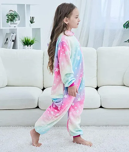 Vista 3 de Riverchan Kids Unicorn Onesie Animal Pajamas Halloween Cosplay Costume Sleepwear Gift for Girls and Boys