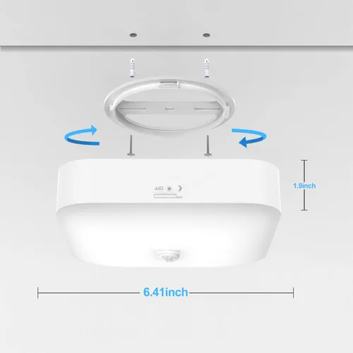 Vista 6 de Luz de techo recargable con sensor de movimiento WhitePoplar para interiores con control remoto, luz recargable con sensor de movimiento inalámbrica