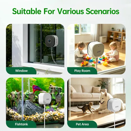 Vista 8 de Cámara de ventana 2K, cámara de seguridad WiFi de 5 GHz y 2.4 GHz para el hogar, visión amplia de 120°, visión nocturna a todo color, detección