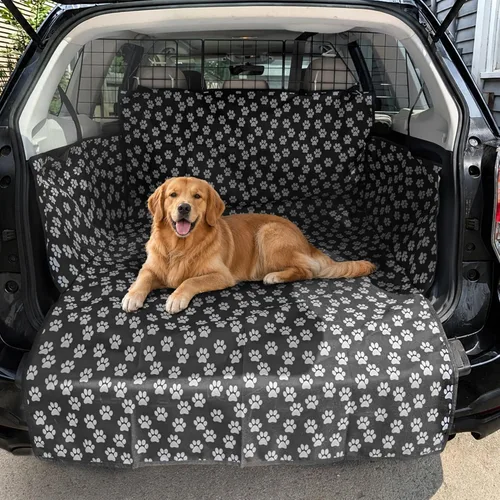 Vista 7 de Forro de carga para maletero de perro para mascotas, funda de asiento Oxford para automóvil, SUV, tapete impermeable para perros y gatos, accesorios
