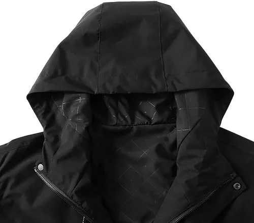 Vista 3 de Chaqueta impermeable con capucha para hombre, senderismo, camping, esquí, snowboard, cortavientos, ligera, otoño e invierno