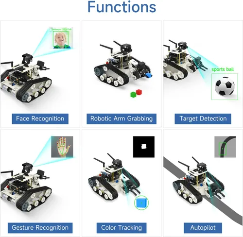 Vista 4 de Yahboom Proyecto programable DIY ROS Starter Tank Chassis Robot con cámara AI para Jetson Nano B01 Reconocimiento Seguimiento OpenCV MediaPipe