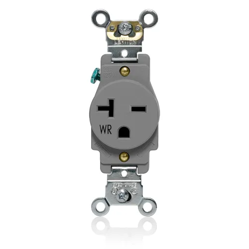 Vista 5 de Leviton Salida de un solo receptáculo, resistente a la intemperie, 20 amperios, 250 voltios, grado de especificación industrial de servicio pesado