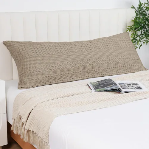 Vista 88 de PHF Fundas de almohada 100% algodón con tejido de gofre de 24 x 24 pulgadas, paquete de 2 fundas cuadradas para decoración elegante del hogar, sin