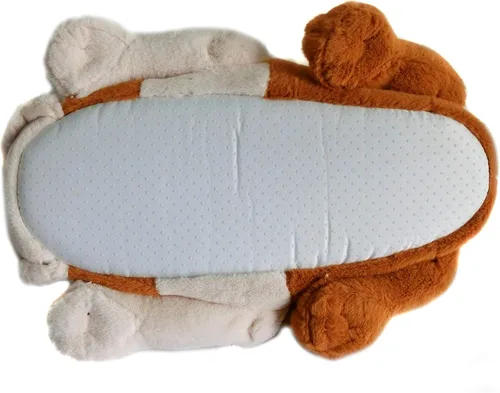 Vista 6 de Pantuflas peludas de invierno para perros adultos mujeres hombres y niños Bulldogs Marrón