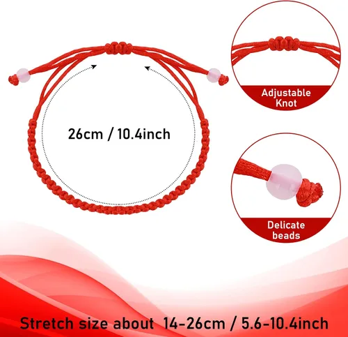 Vista 3 de Yolev 8 pulseras de cuerda roja de protección de cordón rojo, pulseras de amuleto hechas a mano, pulsera de amistad anudada Cabalá de la suerte