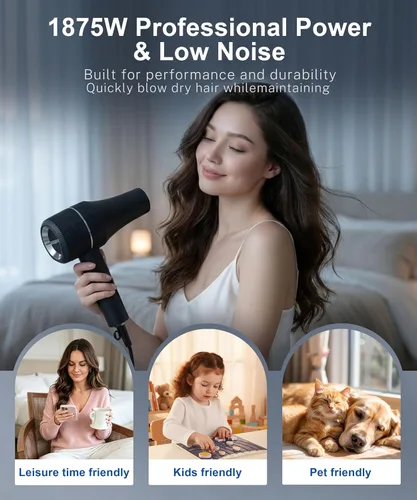 Vista 10 de Hair Dryer, Professional High-Speed Ionic Blow Dryer with Diffuser, 1875W