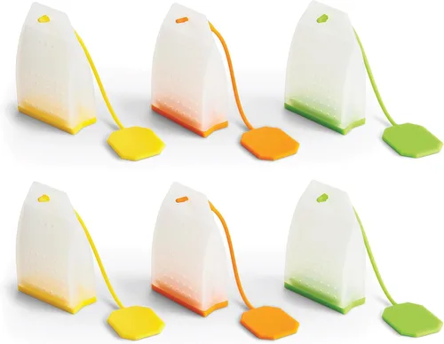 Vista 14 de HIC Kitchen Infusor de té Leaf con bandeja de goteo, té de hierbas de hojas sueltas, acero inoxidable 18/8 y silicona, juego de 2