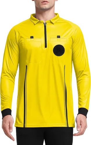 Vista 7 de FitsT4 Sports - Camiseta de árbitro de fútbol para hombre de manga larga Negro